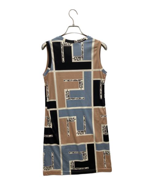 FENDI（フェンディ）FENDI (フェンディ) ノースリーブワンピース ブルー×ベージュ サイズ:42の古着・服飾アイテム