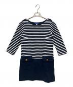 BURBERRY BLUE LABELバーバリー ブルー レーベル）の古着「長袖ワンピース」｜ネイビー×ホワイト