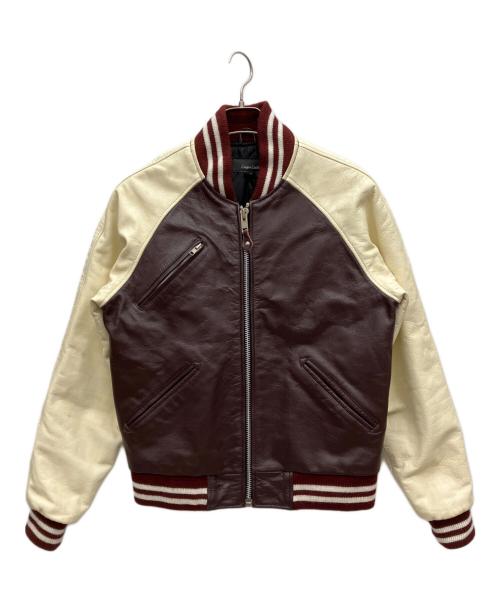 Liugoo Leathers（リューグーレザーズ）LIUGOO LEATHERS (リューグーレザーズ) レザースタジャン ブラウン×アイボリー サイズ:Mの古着・服飾アイテム