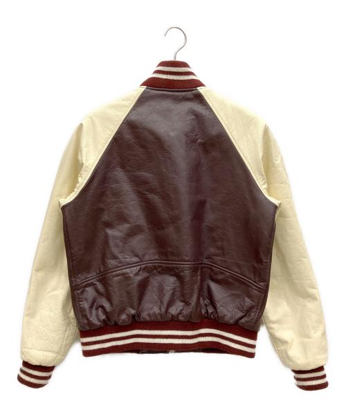 Liugoo Leathers（リューグーレザーズ）LIUGOO LEATHERS (リューグーレザーズ) レザースタジャン ブラウン×アイボリー サイズ:Mの古着・服飾アイテム