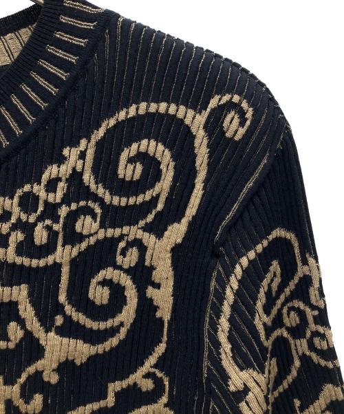 FENDI（フェンディ）FENDI (フェンディ) 薄手ニット ブラック×ベージュ サイズ:40の古着・服飾アイテム