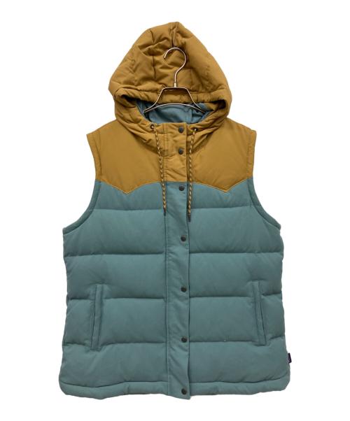 Patagonia（パタゴニア）Patagonia (パタゴニア) ダウンベスト ブルー×ブラウン サイズ:XLの古着・服飾アイテム