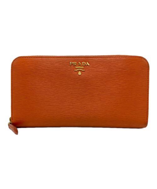 PRADA（プラダ）PRADA (プラダ) ラウンドファスナー財布 ブラウンの古着・服飾アイテム