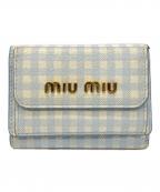 MIU MIUミュウミュウ）の古着「3つ折り財布」｜ブルー×ホワイト