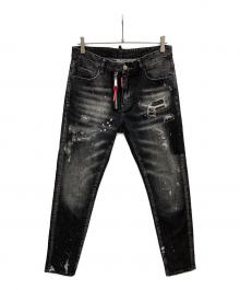 DSQUARED2（ディースクエアード）の古着「ペイント加工デニムパンツ」｜ブラック
