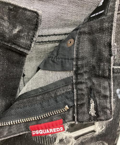 DSQUARED2（ディースクエアード）DSQUARED2 (ディースクエアード) ペイント加工デニムパンツ ブラック サイズ:81cmの古着・服飾アイテム
