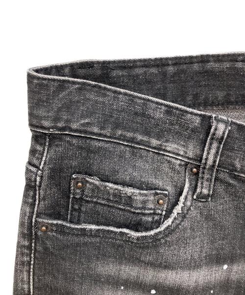 DSQUARED2（ディースクエアード）DSQUARED2 (ディースクエアード) ペイント加工デニムパンツ ブラック サイズ:81cmの古着・服飾アイテム