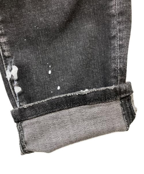 DSQUARED2（ディースクエアード）DSQUARED2 (ディースクエアード) ペイント加工デニムパンツ ブラック サイズ:81cmの古着・服飾アイテム