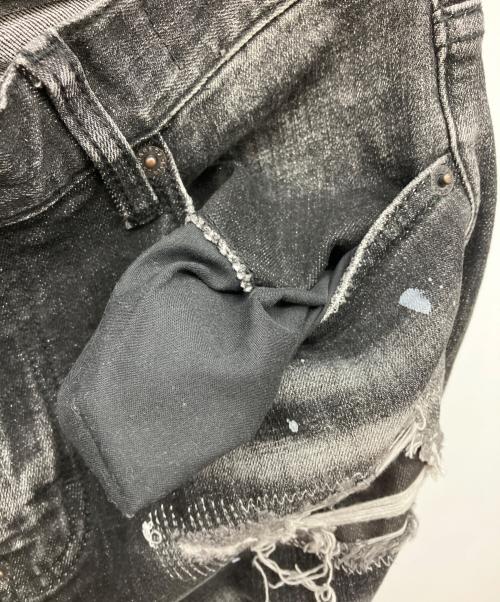 DSQUARED2（ディースクエアード）DSQUARED2 (ディースクエアード) ペイント加工デニムパンツ ブラック サイズ:81cmの古着・服飾アイテム