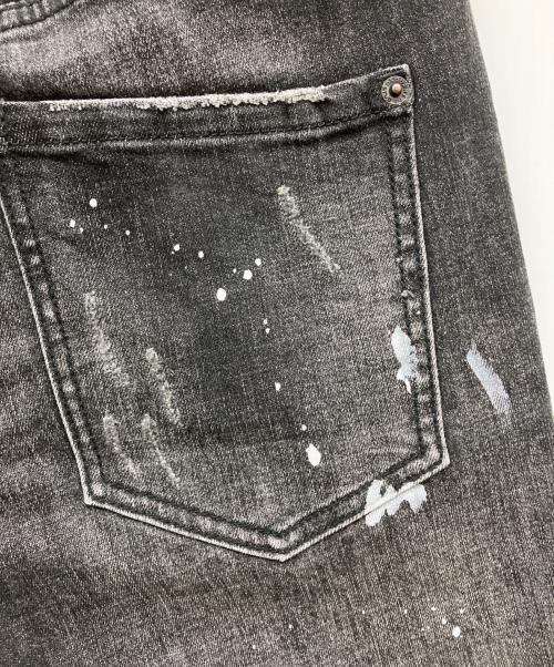 DSQUARED2（ディースクエアード）DSQUARED2 (ディースクエアード) ペイント加工デニムパンツ ブラック サイズ:81cmの古着・服飾アイテム