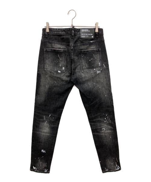 DSQUARED2（ディースクエアード）DSQUARED2 (ディースクエアード) ペイント加工デニムパンツ ブラック サイズ:81cmの古着・服飾アイテム