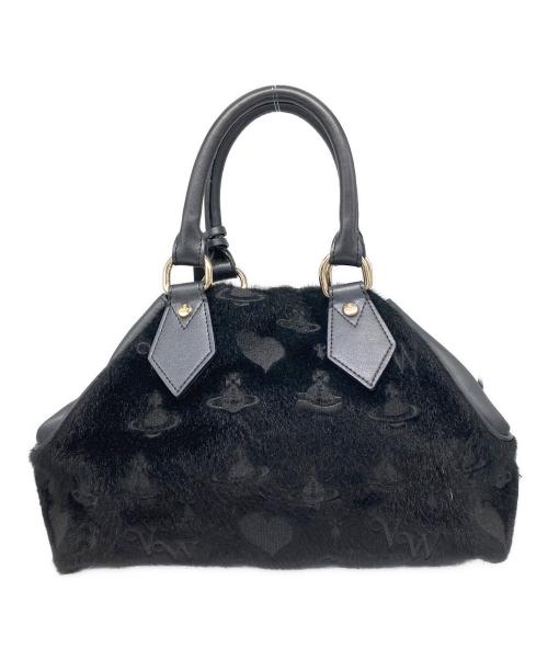 Vivienne Westwood accessories（ヴィヴィアン ウエストウッド アクセサリー）Vivienne Westwood accessories (ヴィヴィアン ウエストウッド アクセサリー) レザー切替ハンドバッグ ブラックの古着・服飾アイテム