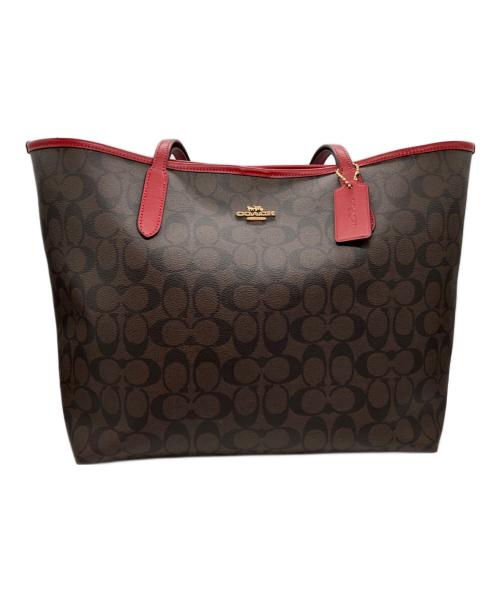COACH（コーチ）COACH (コーチ) トートバッグ ブラウン×レッドの古着・服飾アイテム