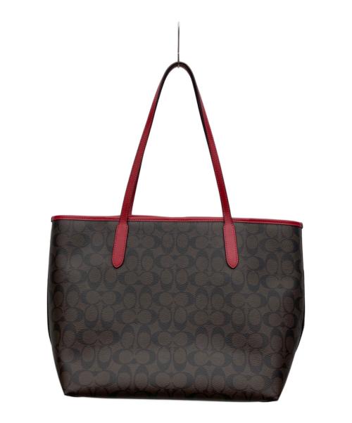 COACH（コーチ）COACH (コーチ) トートバッグ ブラウン×レッドの古着・服飾アイテム