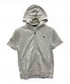 BURBERRY BLACK LABELバーバリーブラックレーベル）の古着「半袖ジップパーカー」｜グレー