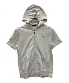BURBERRY BLACK LABEL（バーバリーブラックレーベル）の古着「半袖ジップパーカー」｜グレー
