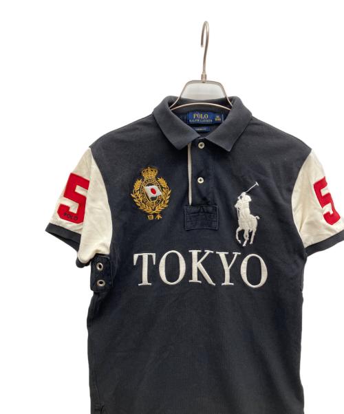 POLO RALPH LAUREN（ポロ・ラルフローレン）POLO RALPH LAUREN (ポロ・ラルフローレン) 半袖ポロシャツ ブラック×ホワイト サイズ:XSの古着・服飾アイテム