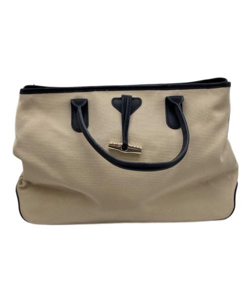 LONGCHAMP（ロンシャン）LONGCHAMP (ロンシャン) ハンドバッグ ベージュ×ネイビーの古着・服飾アイテム