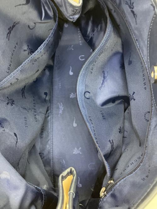 LONGCHAMP（ロンシャン）LONGCHAMP (ロンシャン) ハンドバッグ ベージュ×ネイビーの古着・服飾アイテム