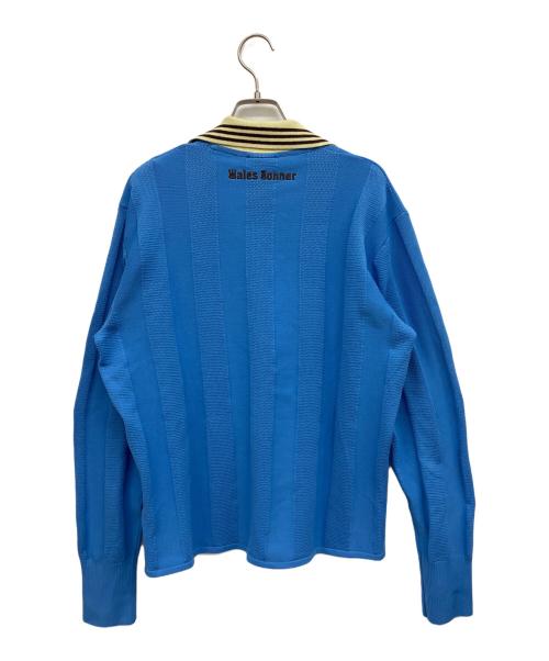 adidas（アディダス）adidas (アディダス) WALES BONNER (ウェールズボナー) ニットロングスリーブフットボールTシャツ スカイブルー サイズ:XLの古着・服飾アイテム