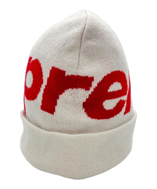 SUPREME（シュプリーム）SUPREME (シュプリーム) ニット帽 ホワイト×レッドの古着・服飾アイテム
