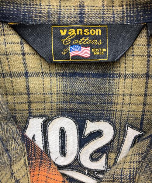VANSON（バンソン）VANSON (バンソン) 長袖シャツ グリーン×オレンジ サイズ:Lの古着・服飾アイテム