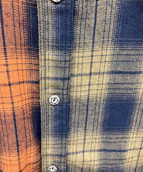 VANSON（バンソン）VANSON (バンソン) 長袖シャツ グリーン×オレンジ サイズ:Lの古着・服飾アイテム