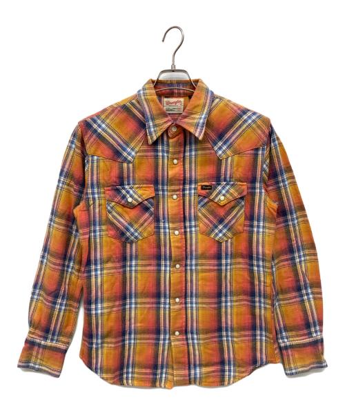 Wrangler（ラングラー）Wrangler (ラングラー) 長袖シャツ オレンジ×ブルー サイズ:Mの古着・服飾アイテム