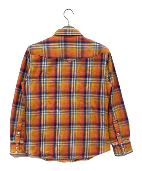 Wrangler（ラングラー）Wrangler (ラングラー) 長袖シャツ オレンジ×ブルー サイズ:Mの古着・服飾アイテム
