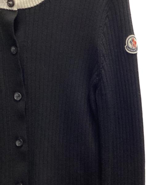 MONCLER（モンクレール）MONCLER (モンクレール) ラムウールカーディガン ブラック×ホワイト サイズ:Sの古着・服飾アイテム