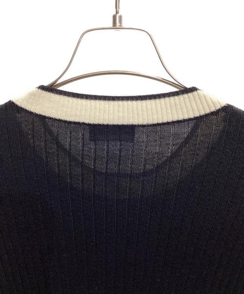 MONCLER（モンクレール）MONCLER (モンクレール) ラムウールカーディガン ブラック×ホワイト サイズ:Sの古着・服飾アイテム