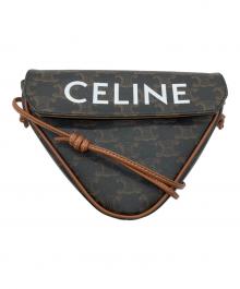 CELINE（セリーヌ）の古着「トリオンフ トライアングル PVCxレザー ショルダーバッグ」｜ブラウン