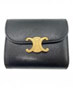CELINEセリーヌ）の古着「トリオンフ スモール フラップウォレット」｜ブラック
