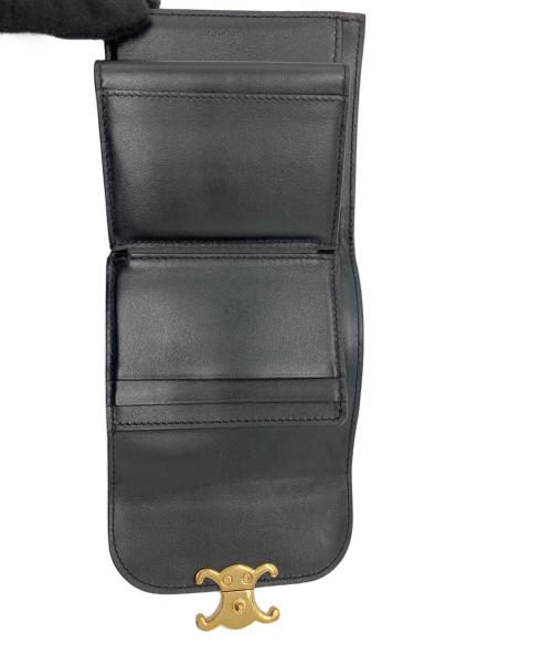 CELINE（セリーヌ）CELINE (セリーヌ) トリオンフ スモール フラップウォレット ブラックの古着・服飾アイテム