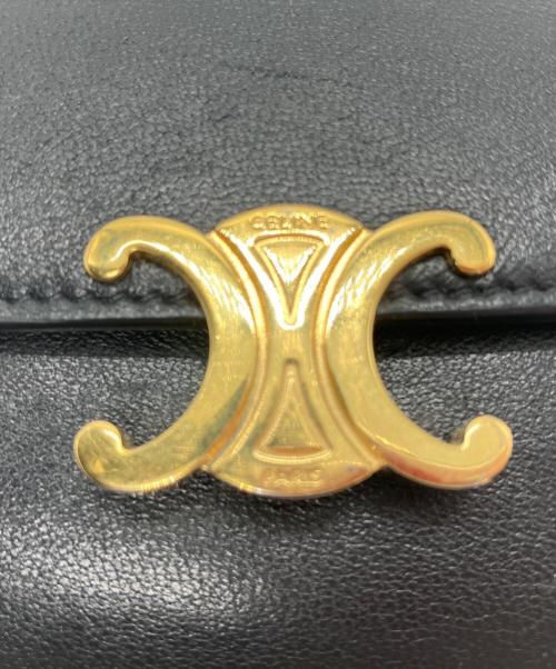 CELINE（セリーヌ）CELINE (セリーヌ) トリオンフ スモール フラップウォレット ブラックの古着・服飾アイテム