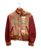 PINK HOUSE×kewpieピンクハウス×キユーピー）の古着「レザースタジャン」｜ベージュ×レッド
