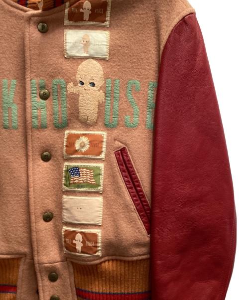 PINK HOUSE（ピンクハウス）PINK HOUSE (ピンクハウス) kewpie (キユーピー) レザースタジャン ベージュ×レッド サイズ:FREEの古着・服飾アイテム