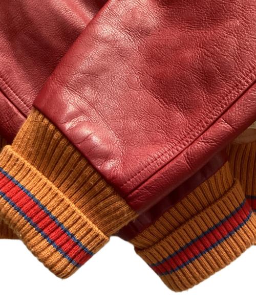 PINK HOUSE（ピンクハウス）PINK HOUSE (ピンクハウス) kewpie (キユーピー) レザースタジャン ベージュ×レッド サイズ:FREEの古着・服飾アイテム