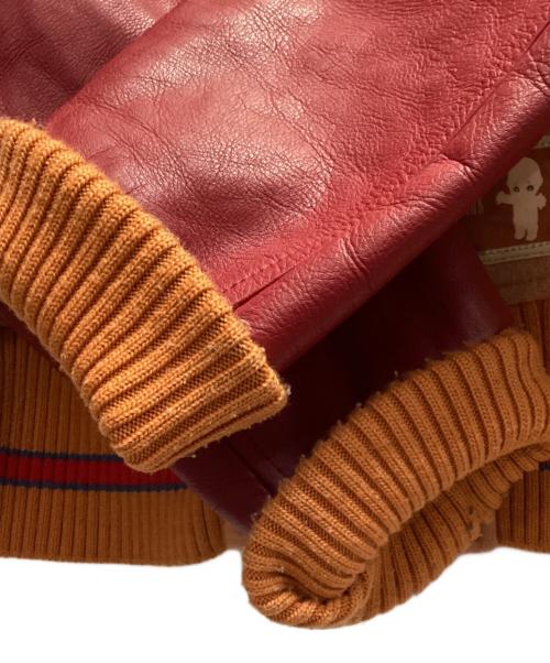 PINK HOUSE（ピンクハウス）PINK HOUSE (ピンクハウス) kewpie (キユーピー) レザースタジャン ベージュ×レッド サイズ:FREEの古着・服飾アイテム