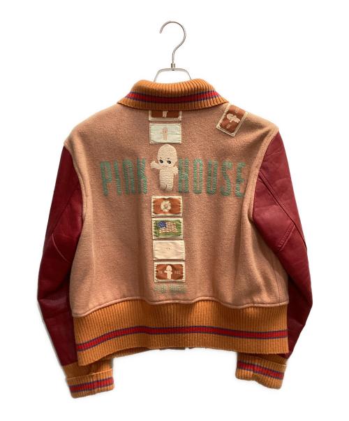 PINK HOUSE（ピンクハウス）PINK HOUSE (ピンクハウス) kewpie (キユーピー) レザースタジャン ベージュ×レッド サイズ:FREEの古着・服飾アイテム