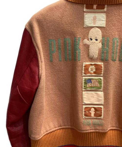 PINK HOUSE（ピンクハウス）PINK HOUSE (ピンクハウス) kewpie (キユーピー) レザースタジャン ベージュ×レッド サイズ:FREEの古着・服飾アイテム