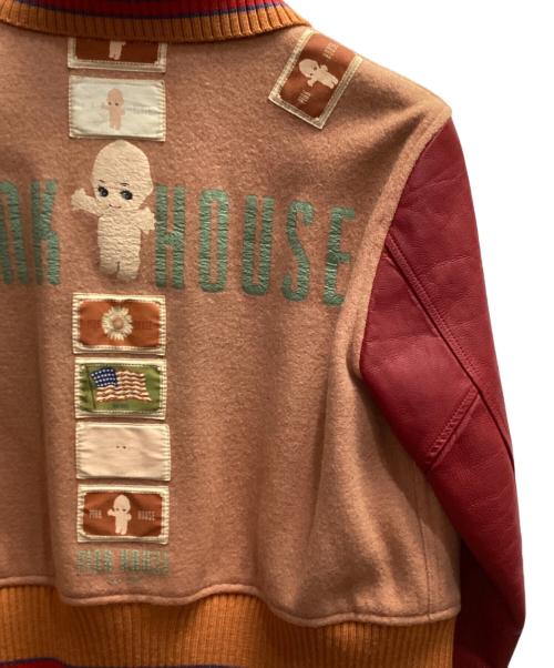 PINK HOUSE（ピンクハウス）PINK HOUSE (ピンクハウス) kewpie (キユーピー) レザースタジャン ベージュ×レッド サイズ:FREEの古着・服飾アイテム