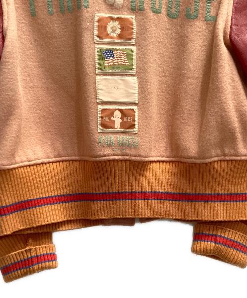 PINK HOUSE（ピンクハウス）PINK HOUSE (ピンクハウス) kewpie (キユーピー) レザースタジャン ベージュ×レッド サイズ:FREEの古着・服飾アイテム