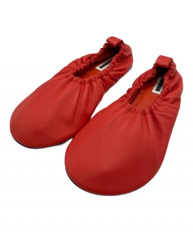 値下げ ジルサンダー 箱・保存袋付き バレエシューズ フラットシューズ 赤 39 Jil Sander ギャザーディテール フラットシューズ | レッド | FARFETCH JP