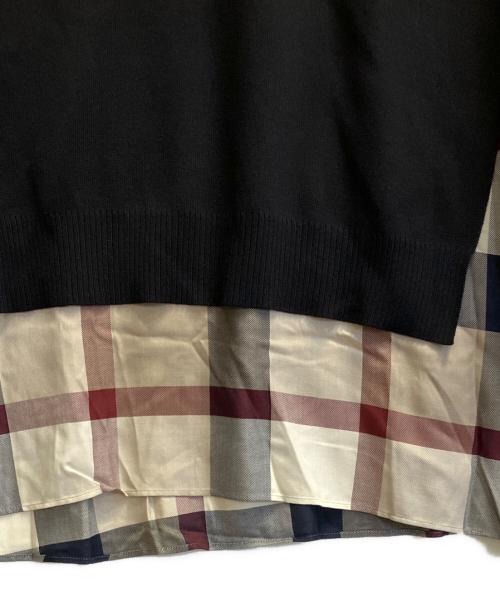 BLUE LABEL CRESTBRIDGE（ブルーレーベルクレストブリッジ）BLUE LABEL CRESTBRIDGE (ブルーレーベルクレストブリッジ) プレーンストレッチブロードワンピース ベージュ×ネイビー サイズ:38の古着・服飾アイテム