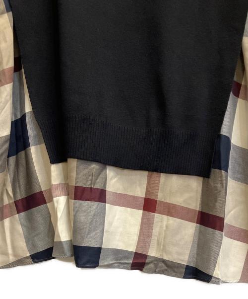 BLUE LABEL CRESTBRIDGE（ブルーレーベルクレストブリッジ）BLUE LABEL CRESTBRIDGE (ブルーレーベルクレストブリッジ) プレーンストレッチブロードワンピース ベージュ×ネイビー サイズ:38の古着・服飾アイテム