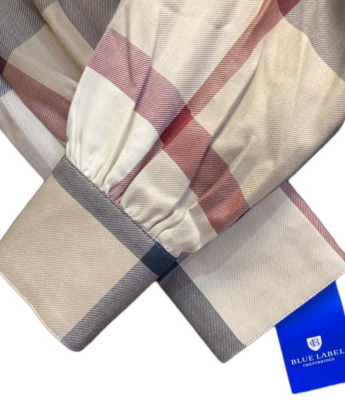 BLUE LABEL CRESTBRIDGE（ブルーレーベルクレストブリッジ）BLUE LABEL CRESTBRIDGE (ブルーレーベルクレストブリッジ) プレーンストレッチブロードワンピース ベージュ×ネイビー サイズ:38の古着・服飾アイテム