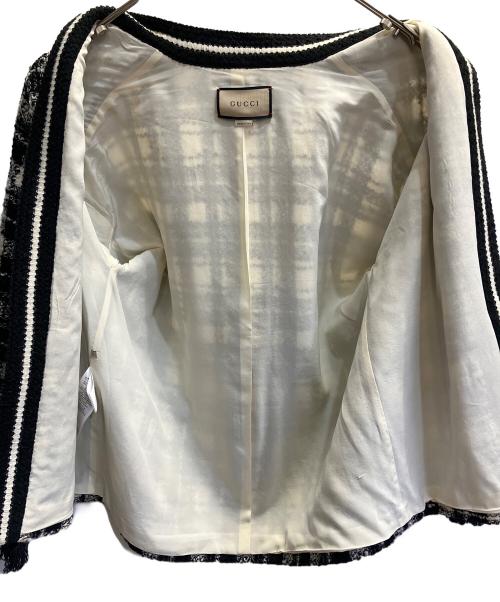 GUCCI（グッチ）GUCCI (グッチ) リゾートコレクション ツイードジャケット ブラック×アイボリー サイズ:40の古着・服飾アイテム