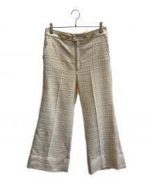 GUCCI（グッチ）の古着「ホースビット ツイード センダープレス ワイドフレアパンツ」｜アイボリー