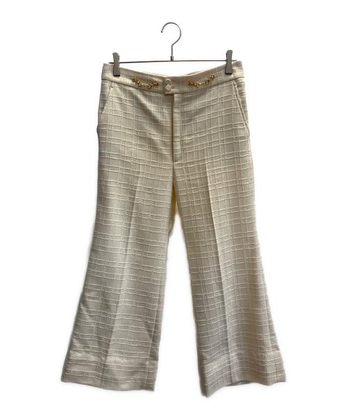 GUCCI（グッチ）GUCCI (グッチ) ホースビット ツイード センダープレス ワイドフレアパンツ アイボリー サイズ:40の古着・服飾アイテム